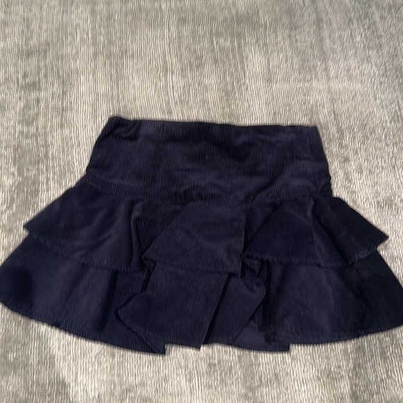 Ruffled navy blue corduroy skirt - Picture 2 of 3